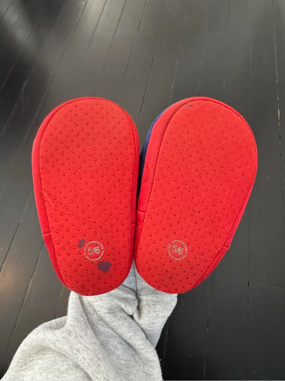 Disney Mickey Mouse Blue and Red Plush Kids Slippers